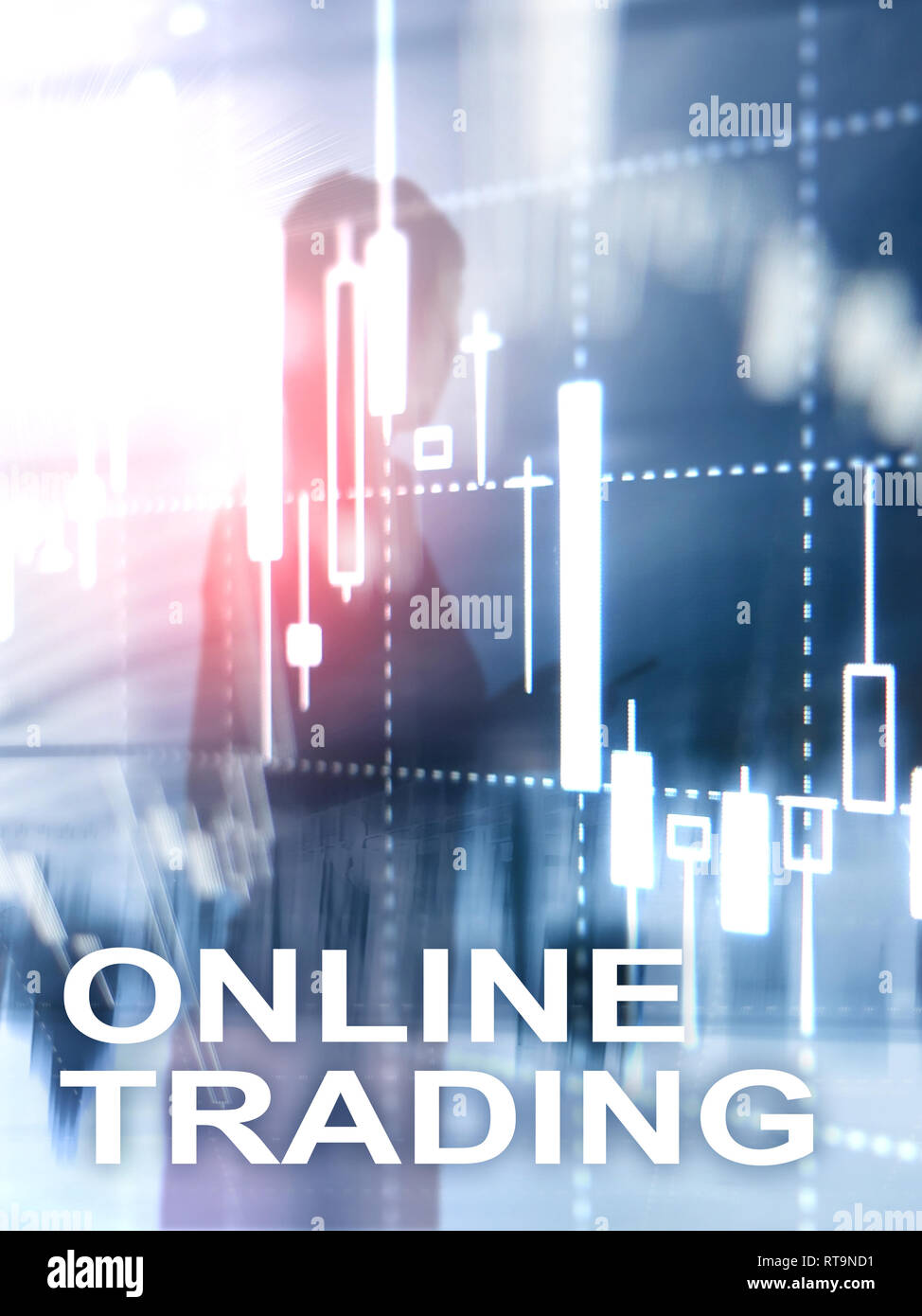 Online Trading Forex Investment Concept On Blurred Business Center - 